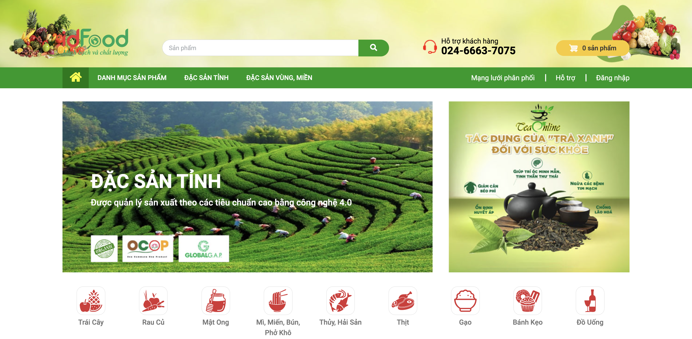 Giao diện website IDFood.vn